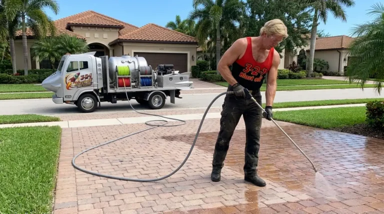 Paver sealing on a Naples FL brick paver driveway